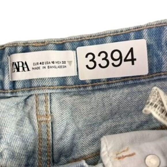 Zara High Rise Jeans Women's Size 10 Light Wash Blue Straight - Picture 8 of 13